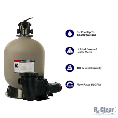 #ad Rx Clear Radiant 24quot; In Ground Swimming Pool Sand Filter System w .90 THP Pump $549.98