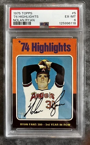 1975 Topps #7 Nolan Ryan Highlight PSA 6 ExMT!  Sharp, Looks Much Nicer!