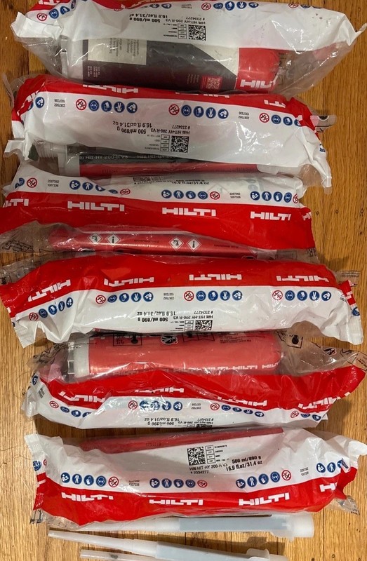 HILTI HIT-HY 200-R V3 EPOXY ANCHOR 16.9 FL. OZ (EXP- 3026/2027) LOT OF 6