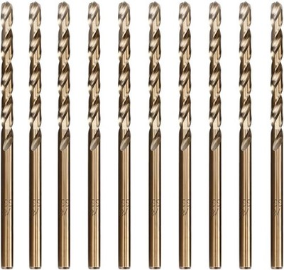 M35 Cobalt Steel Drill Bits Set (10 Pack) - 1/8'' Size, Dual Twist Flute, 135° Sp