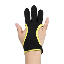 Archery Gloves, Hunting Leather 3-Finger Protector(Black Yellow, S)
