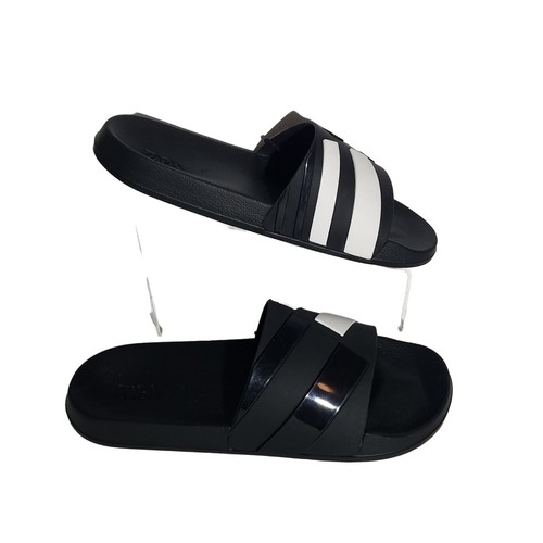 Zara black white 2 tone slip on slides 