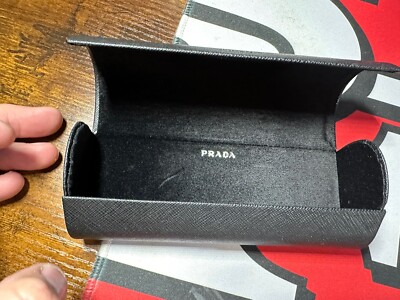Prada 2 glasses/sunglasses cases PRADA Saffiano Black Hard Case w/ Cloth & GiftBox for  main image 3