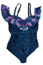 Torrid Ruffled Ruched Off Shoulder Floral One Piece Swimsuit 1