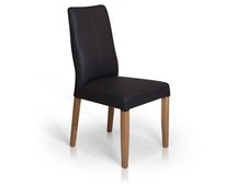 Polsterstuhl ADRIAN Esstischstuhl Esszimmerstuhl Stuhl Echtleder Massiv Schwarz