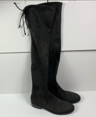 Stuart Weitzman Women's Jocey Over-The-Knee Boot Suede Slate 8.5 M 39