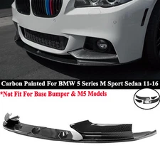 Front Bumper Lip Splitter Spoiler Carbon Look For BMW F10 5 Series M Sport 11-16