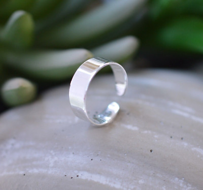 Sterling Silver 925 Adjustable Solid Band Toe Ring (Sizes 5mm, 4mm, 3mm ...