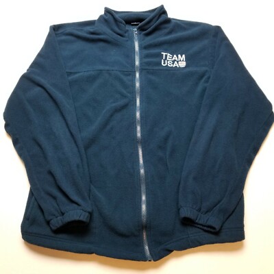 Olympics Team USA Fleece Jacket Mens L Blue Full Zipper America Sports @23