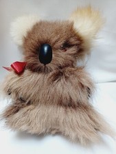 Vintage Genuine Kangaroo Fur Koala Bear Plush Stuffed Animal Australia Brown Eye