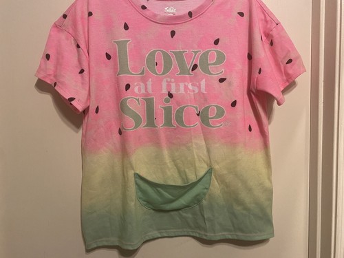 Justice Girls Short Sleeve Love at First Slice Watermelon Tee 14 / 16 pre-owned - Picture 2 of 4
