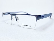 NEW Emporio Armani EA1050 3111 Men's Matte Blue Half Rim Eyeglasses Frames 53/18