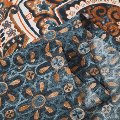 Tache Rustic Elegant Paisley Floral Lattice Navy Teal Sheets Duvet Cover Bedding - Picture 20 of 26