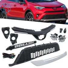 New For 2016-2018 Toyota RAV4 SE Front Grille Kit With Fog Lights Black&Silver
