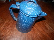 Vintage Blue Enamel Ware 8 x 6  Pot Country Primitive Decor