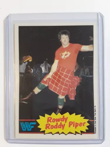 1985 O-Pee-Chee Rowdy Roddy Piper Rookie #7 WWF wrestling card (RARE Bilingual)
