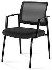 Stacking Arm Chairs Upholstered Fabric Sturdy Metal Frame Mesh Back Home Office