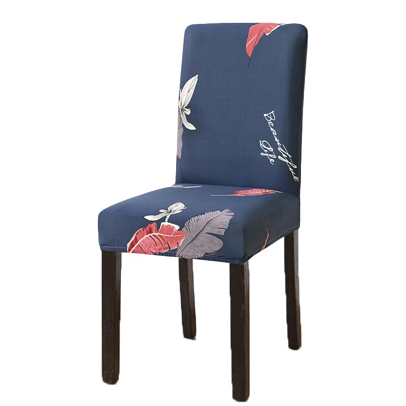 1/4/6pcs Stretch Spandex Dining Room Printed Chair Covers Slipcovers Home Decor - Image 3 of 4