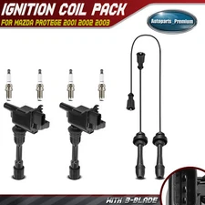 2x Ignition Coil & 4x Iridium Spark Plugs & 2x Wires for Mazda Protege 2001-2003