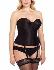 NWT! Carnival Womens Sz 36B Full Figure Satin Torselette Bustier Bra Black 424