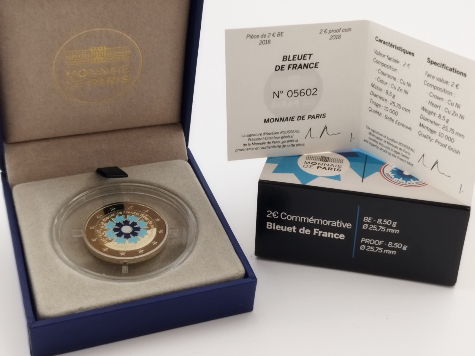 Très rare pièce 2 € commémorative Bleuet de France, Belle Épreuve, 2018.