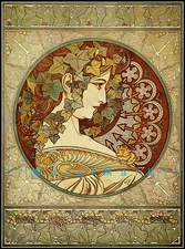 Ivy 1901 Alphonse Mucha Vintage Poster Print Restored Art Nouveau Deco Lady 