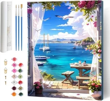 Perycomly Adult Paint by Number Kits for Adults, Sea Landscape Paint by Numbers 