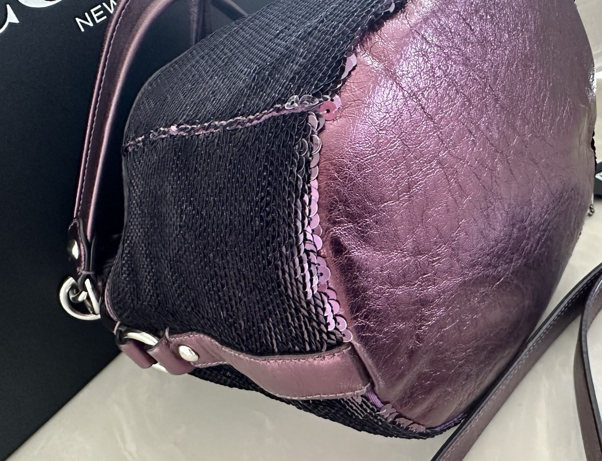 バッグ Coach Purple Poppy Sequins Bag Rare Vintage Coach Poppy Sequin Bag Purple | Mercari