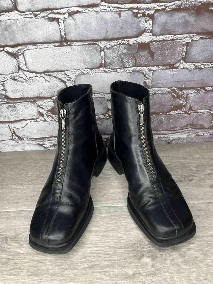 Botas Aquatalia Italia Cuero Negro Cremallera Central Tacón al Tobillo Mujer Talla 8M US/39EU Foto 2 de 4