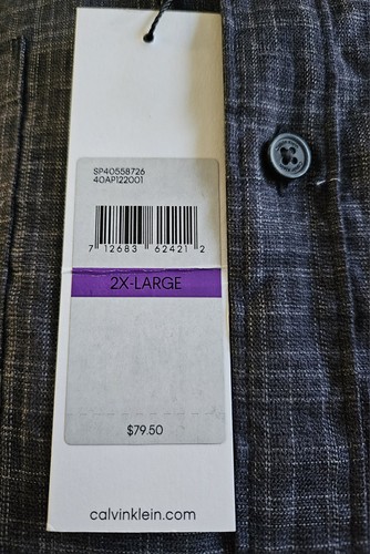 Calvin Klein Mens XXL Long Sleeve Blue Shirt NWT - Picture 9 of 9