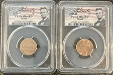 2025 P & D LINCOLN SHIELD CENT PCGS MS66 RD 2 COIN PENNY SET Business Strike Lot