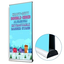 33.5" x 80" Aluminum Heavy-Duty Double-Sided Retractable Banner Stand Display