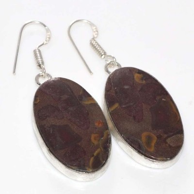 Decent Fruit Jasper 925 Silver Plated Earrings 2'' Gifts For Girlfriend Trendy JW