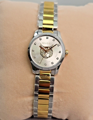 GUCCI G-Timeless Two-Tone Mythic Cat Silver Dial Diamond  display picture 2