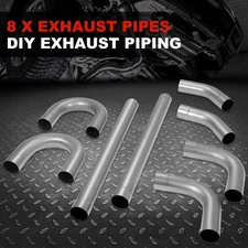 8Pcs 4"OD DIY Custom Mild Steel Mandrel Exhaust Tubing Bend Straight Pipe Kits