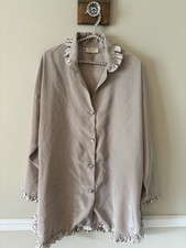 Vintage Victorias Secret Size M/L Champagne Sleep Shirt Long Sleeve Ruffles