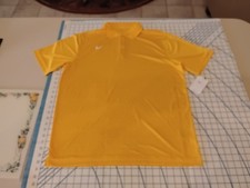 MENS LARGE GOLD/WHITE STRIPES NIKE GOLF POLO SHIRT - NWT