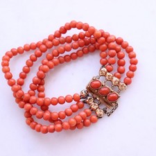 Vintage Coral Bracelet Natural Undyed Beads Dutch Clasp 14k  Gold Damaged Clasp