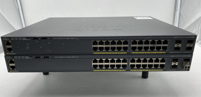 LOT OF 2 Cisco WS-C2960X-24PS-L V03 24 Port POE Switch