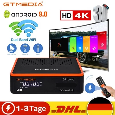 4K UHD Android Smart TV Box DVB-T/T2 Kabel Satelliten Receiver WIFI Mediaplayer - Bild 1 von 4
