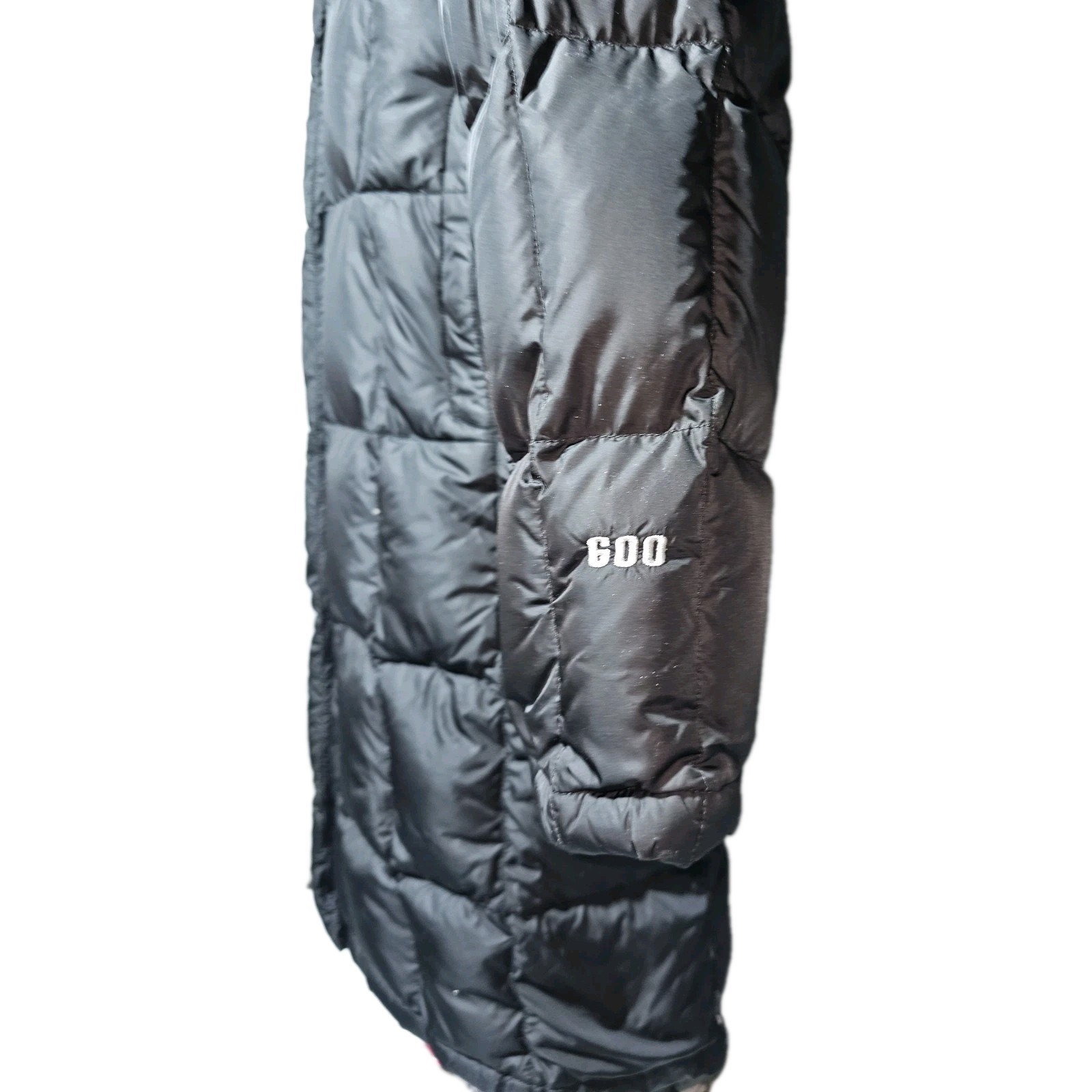 The North Face Womens Sz M Black 600 Goose Down Long Coat Jacket Quilted Puffer