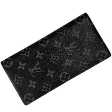 Louis Vuitton Bifold Long Wallet, Portefeuille Brazza Black Monogram Eclipse