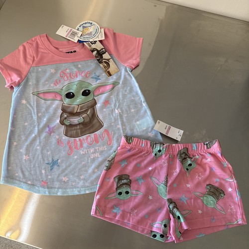 NWT Baby Yoda Girls Pajamas Size 6 Star Wars Mandalorian T Shirt Shorts Set
