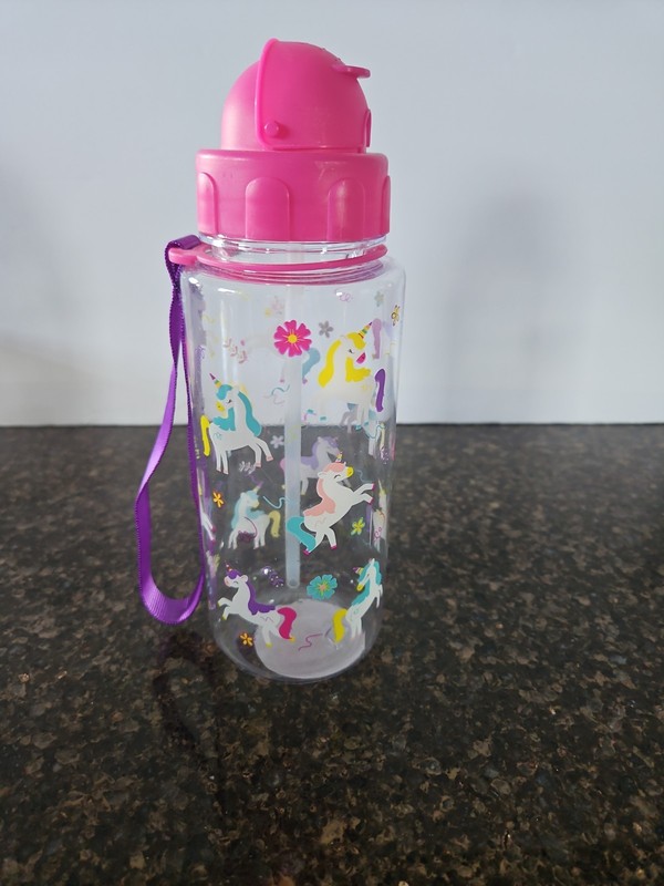 Kids Flip Top Water Bottle Unicorn Water Bottle with Straw 3+