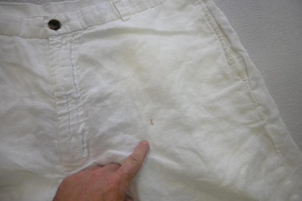 Pantalones Cortos Brooks Brothers de Lino Elastizados Blancos Informales Planos 8" INS Para Hombres Talla 42 Foto 3 de 4
