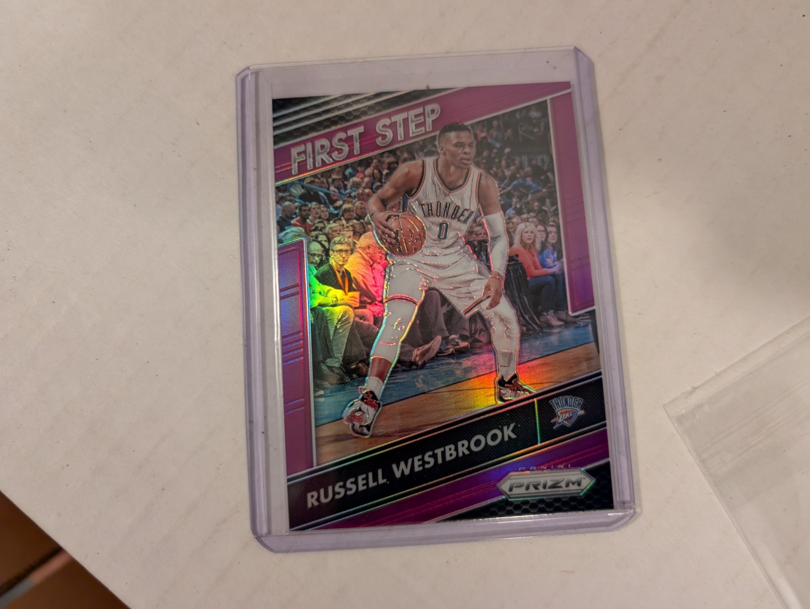 2016 2017 PRIZM RUSSELL WESTBROOK PURPLE 1ST STEPS REFRACTOR #/75 OKC THUNDER SP