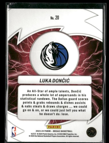 2023-24 Panini Mosaic #20 Luka Doncic Thunder Road Dallas Mavericks - Picture 2 of 2