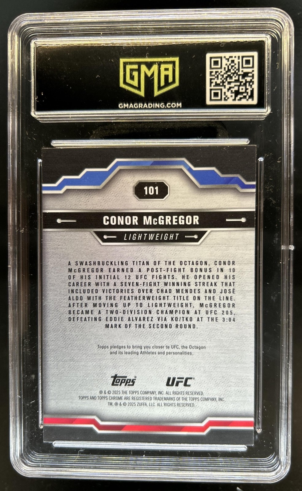 2025 Topps UFC Chrome Conor McGregor Prism Refractor #101 GMA 10 view 2