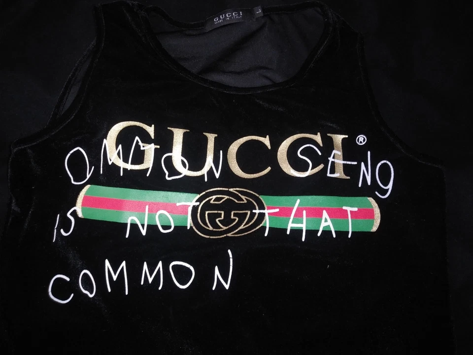 RARE Gucci Tank Top Sleeveless Black Shirt Made In Italy - Image 3 of 4