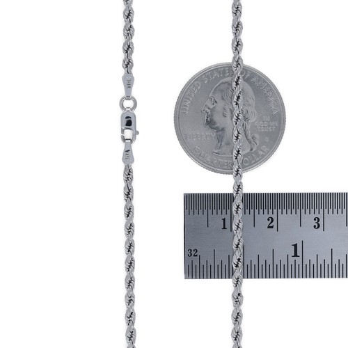 10k White Gold 2.5mm Diamond Cut Rope Chain Italian Bracelet Womens Mens 7.5" - Picture 7 of 8